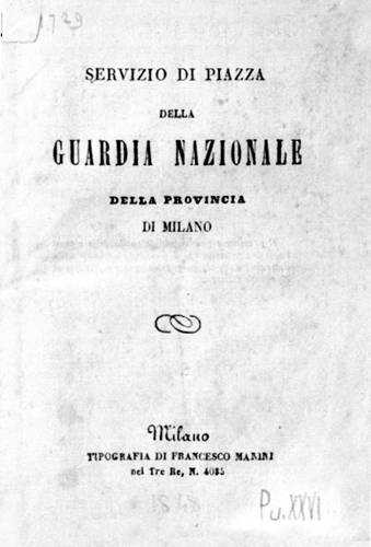 Pagina del Manuale della Guardia Nazionale di Milano del 1848