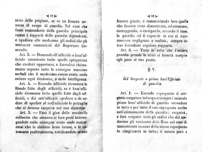 Pagina del Manuale della Guardia Nazionale di Milano del 1848