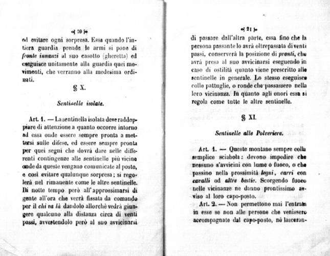 Pagina del Manuale della Guardia Nazionale di Milano del 1848