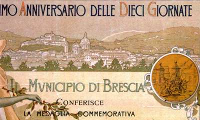 Diploma di conferimento della medaglia commemorativa ai combattenti superstiti delle X giornate del 1849 in occasione del cinquantesimo anniversario dell'insurrezione. Dettaglio.