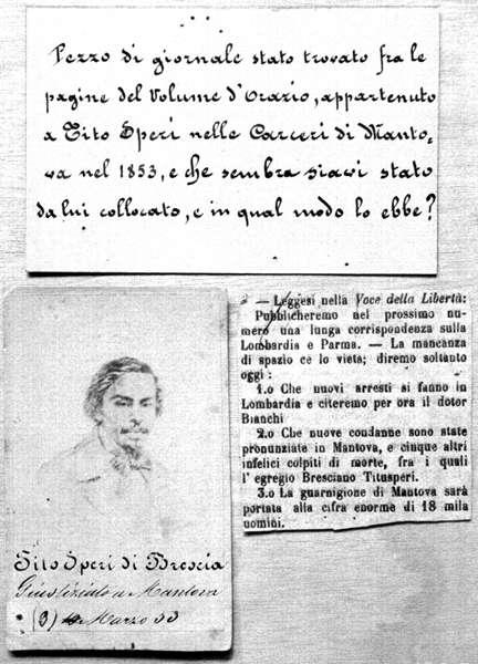 Oggetti usati da Tito Speri nel carcere di Mantova.