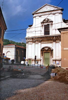 La posizione dell'antica Piazza S. Eufemia, al termine dell'attuale Corso Magenta.